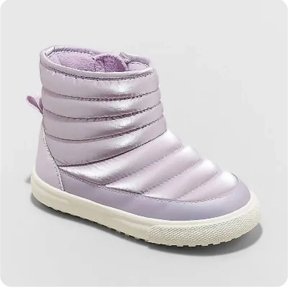 Cat & Jack Lilac Puffer Kids' Rain & Snow Boots Size 12 Little Girls